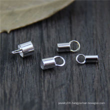 Y0131 S925 Sterling Silver Accessories Sterling Silver Tube Leather Cord End Clasps